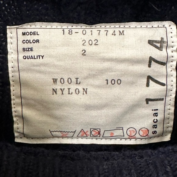 Sacai 18AW Wool Nylon Blend Sweater, Size 2 - Picture 6 of 7